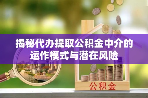 西昌揭秘代办提取公积金中介的运作模式与潜在风险
